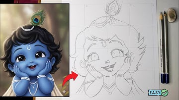 Complete Baby Krishna Outline Tutorial for Beginners | Step-by-Step Drawing Guide 💙