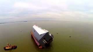 Hoegh Osaka - Aerial Footage of Beached Cargo Vessel Currently Aground On The Bramble Sand Bank