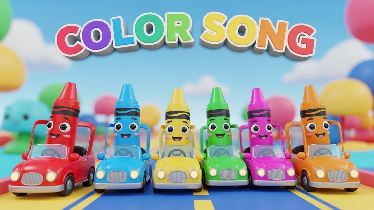 Color Song for Kids | Learn Colors with Crayon Cars 🚗🎨