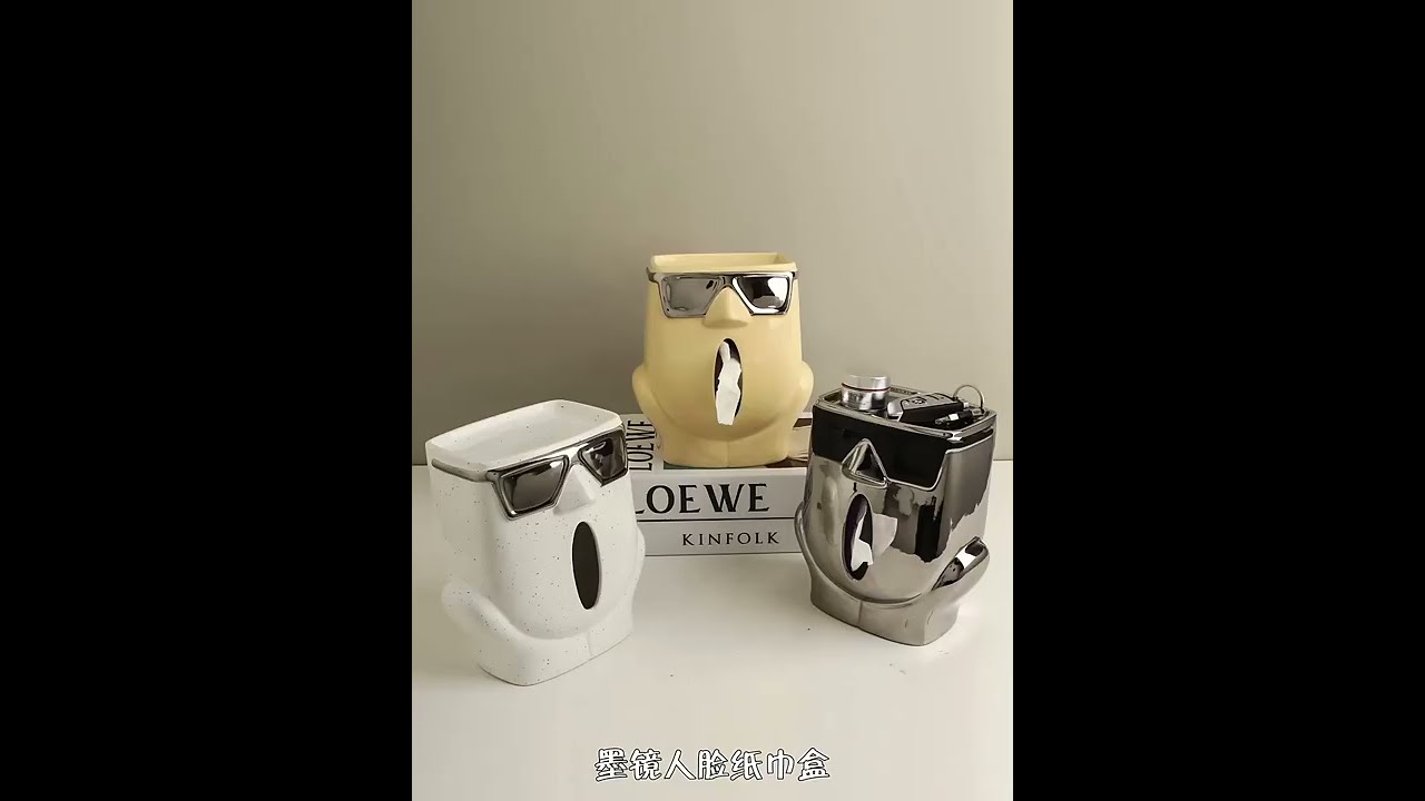 Wholesale Sunglasses Moai Porcelain Figurines Tissue Box for Home Decor.