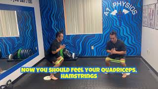 Squat Pulse   Heels Elevated, Band Around Knees