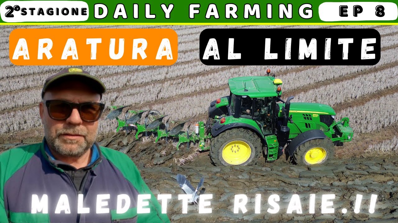 Aratura risaia in condizioni difficili | lavori agricoli , si parte | dailyfarming 8