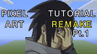 Minecraft Pixel Art Tutorial - Sasuke Uchiha (Naruto Shippuden) Remake Part 1