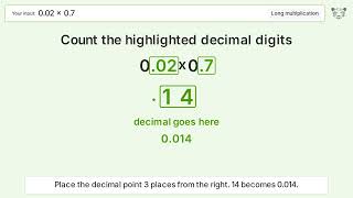 0.02 x 0.7 Long Multiplication - Step-by-Step