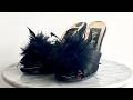 Vintage 1950’s / 1960’s Nite Aires Feather Mule slippers with peep toes and stiletto heels