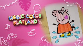 Splash of Color: Coloring Peppa Pig with Yellow Boots | MagicColor PlayLand