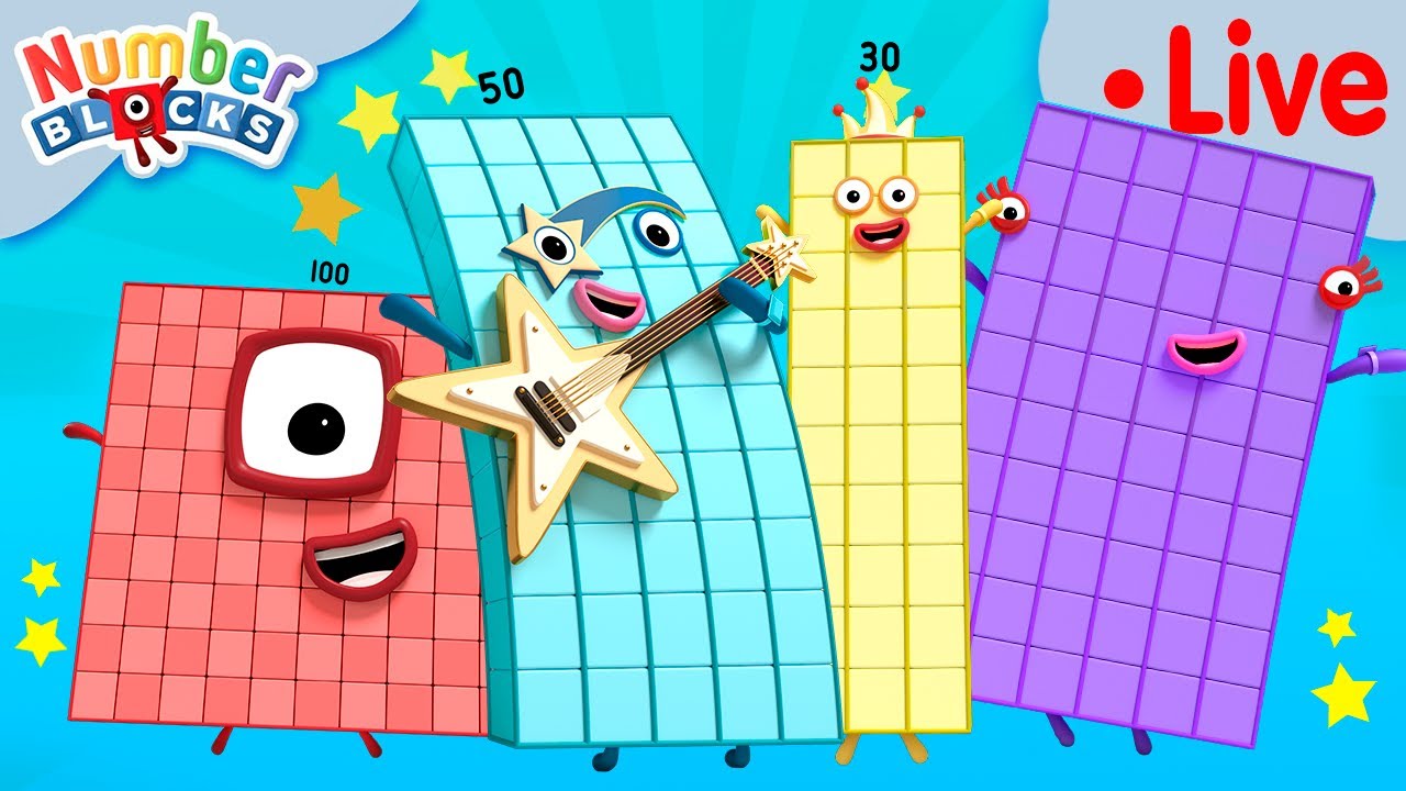 VOLTA ÀS AULAS! 🌈🔴Maratona ao vivo de Numberblocks em Português Brasil | 123 - Episódios completos!