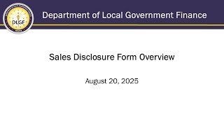 DLGF Webinar - Sales Disclosure Forms