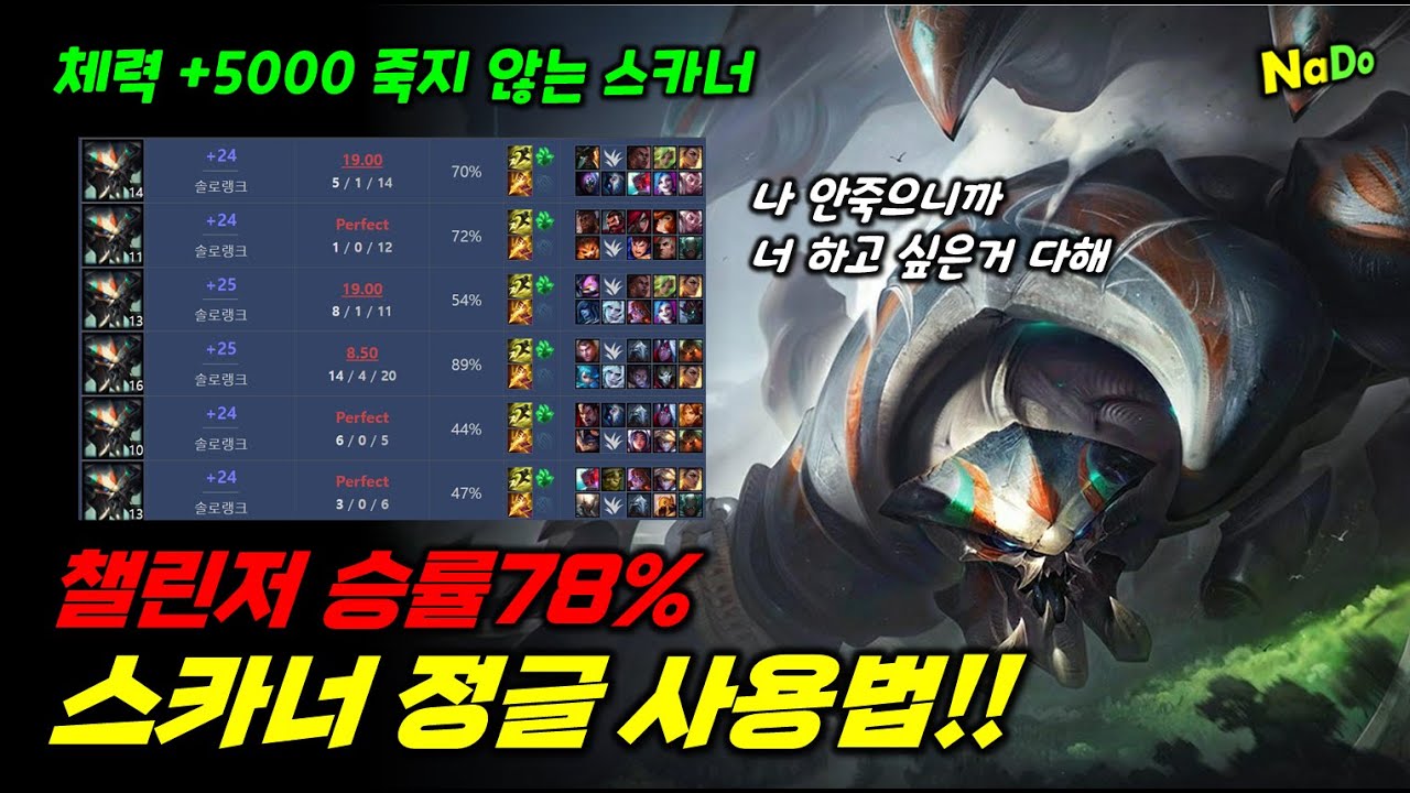 챌린저 승률78% 스카너 정글 사용법!! 2가지 빌드로 천상계 양학하는 스카너
