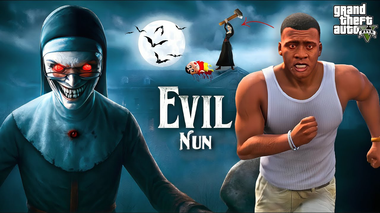 GTA 5 : Evil Nun Kidnapped Franklin & Shinchan – The Scariest Night Ever !
