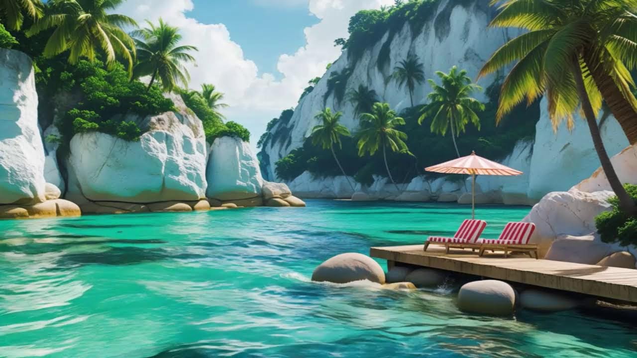 Tranquil Summer Cabin Jazz 🌊 Soft Jazz Melodies In Tropical Paradise With Natural Sea For Work,Relax