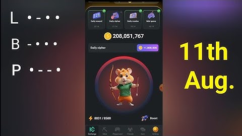 Hamster kombat daily cipher code today 11th august