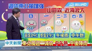 20180907中天新聞 【氣象】入秋第一道鋒面 週六近 轉雨溫降
