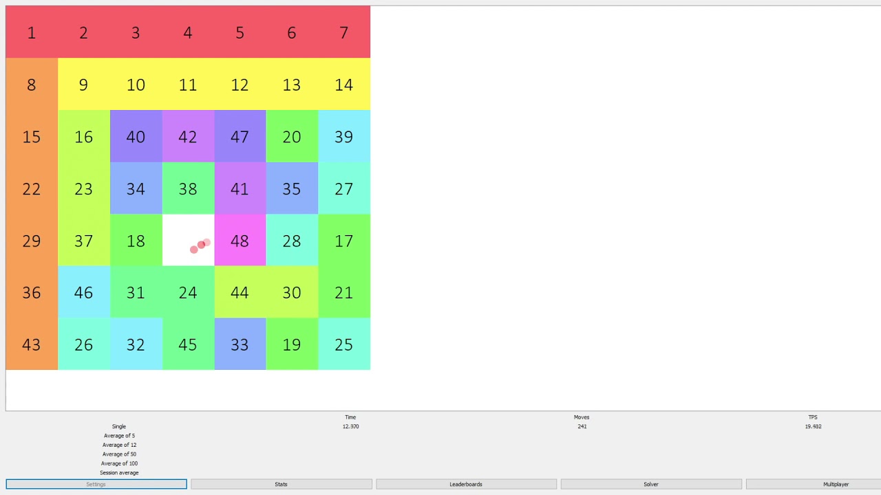 7x7 sliding puzzle in 22.280