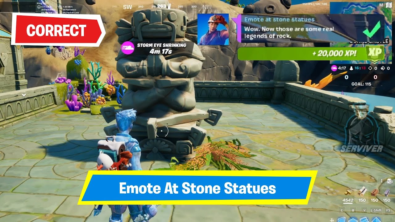 Correct Location Emote at stone statues locations Fortnite