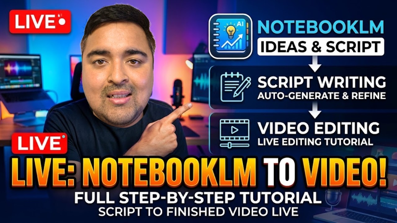 NotebookLM to Video: Full LIVE Tutorial (Scripting & Editing) - YouTube
