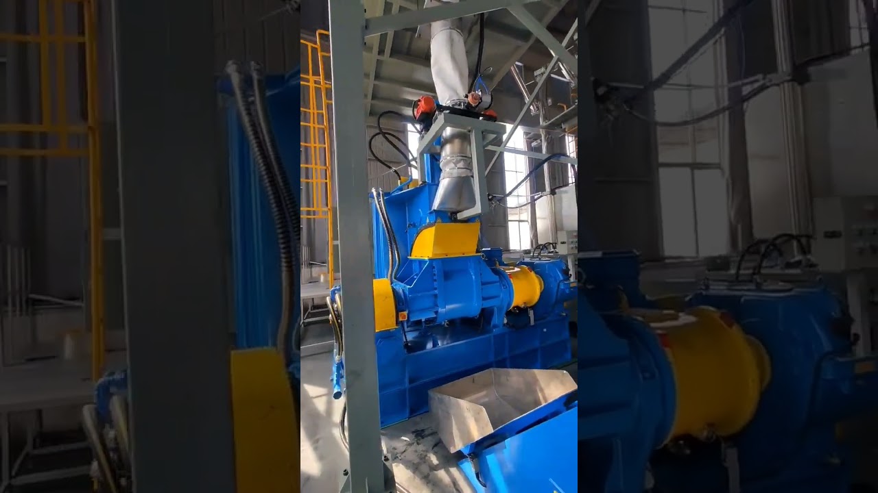 Rubber kneader mix line working video