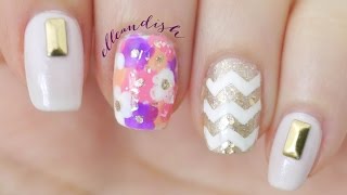 Floral Chevron Nails