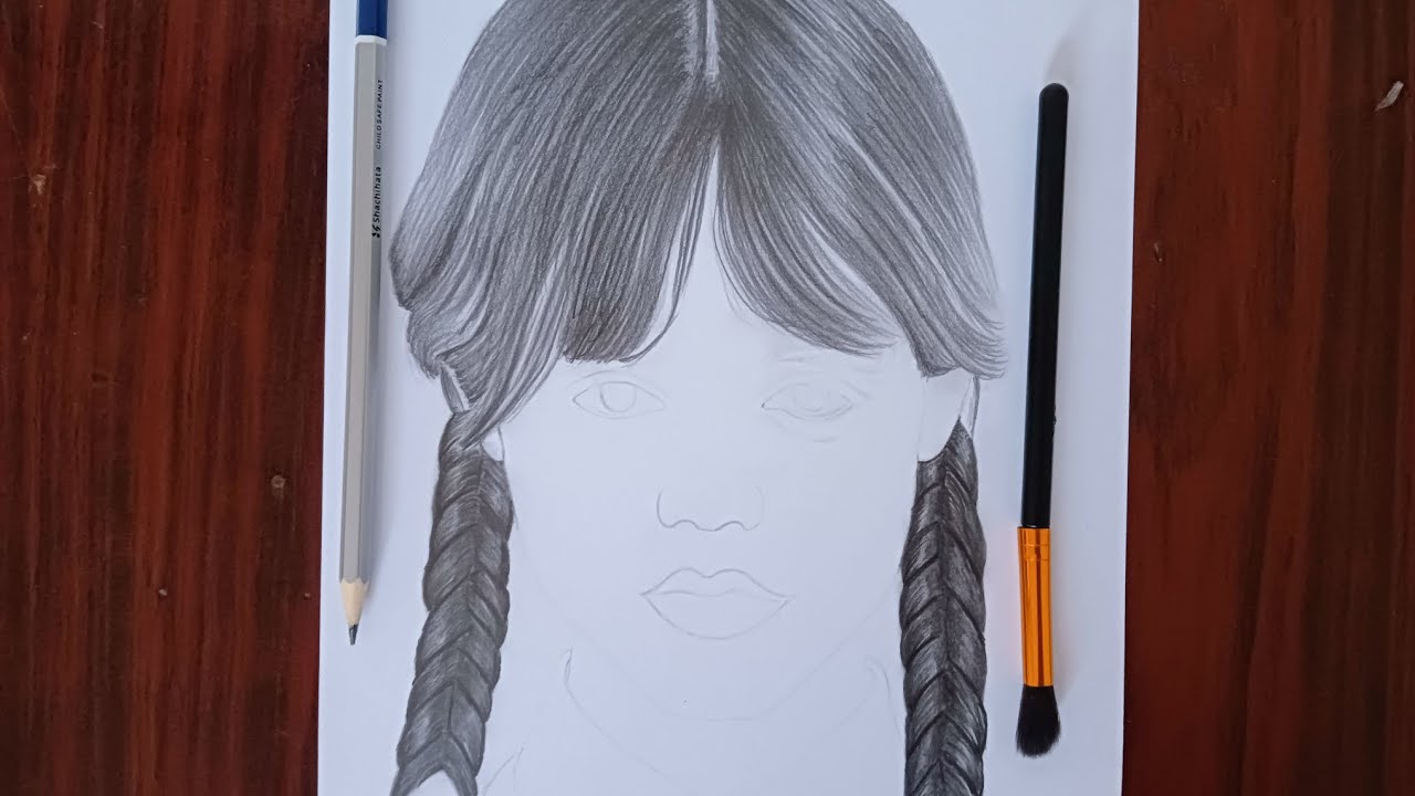 A Wednesday Addams Drawing | How to draw Jenna Ortega | Saini Art ...