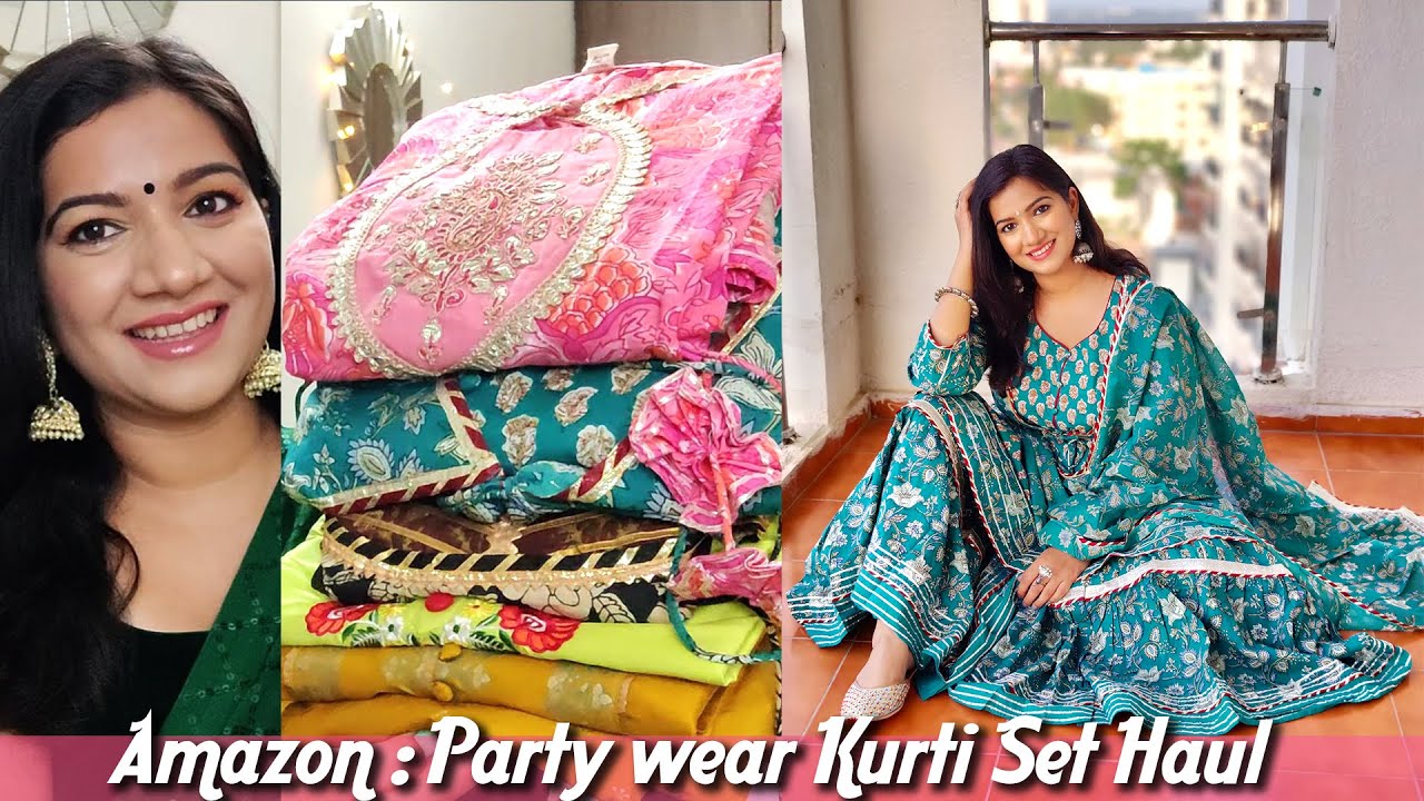 Amazon.com: the loom Cotton Kurta Pant Set for Women, Indian Ethnic  Clothing For Wedding & Festivals Diwal, Eid, Rakhi, 3/4 Sleeves, V Neck,  All Over Beautiful Floral Prints, Best Gifts For Mom