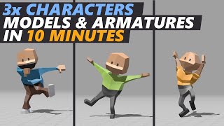 Let's MODEL & RIG 3 characters in 10 MINUTES | Blender 3.5 | ep. 103