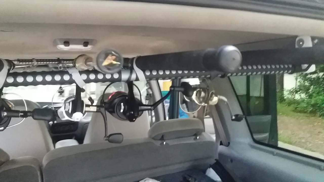 In vehicle fishing pole holder 