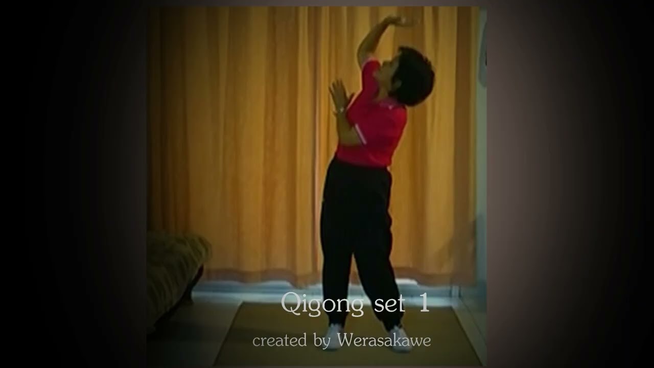Qigong set 1 8 เสื้อแดงแนวนอน