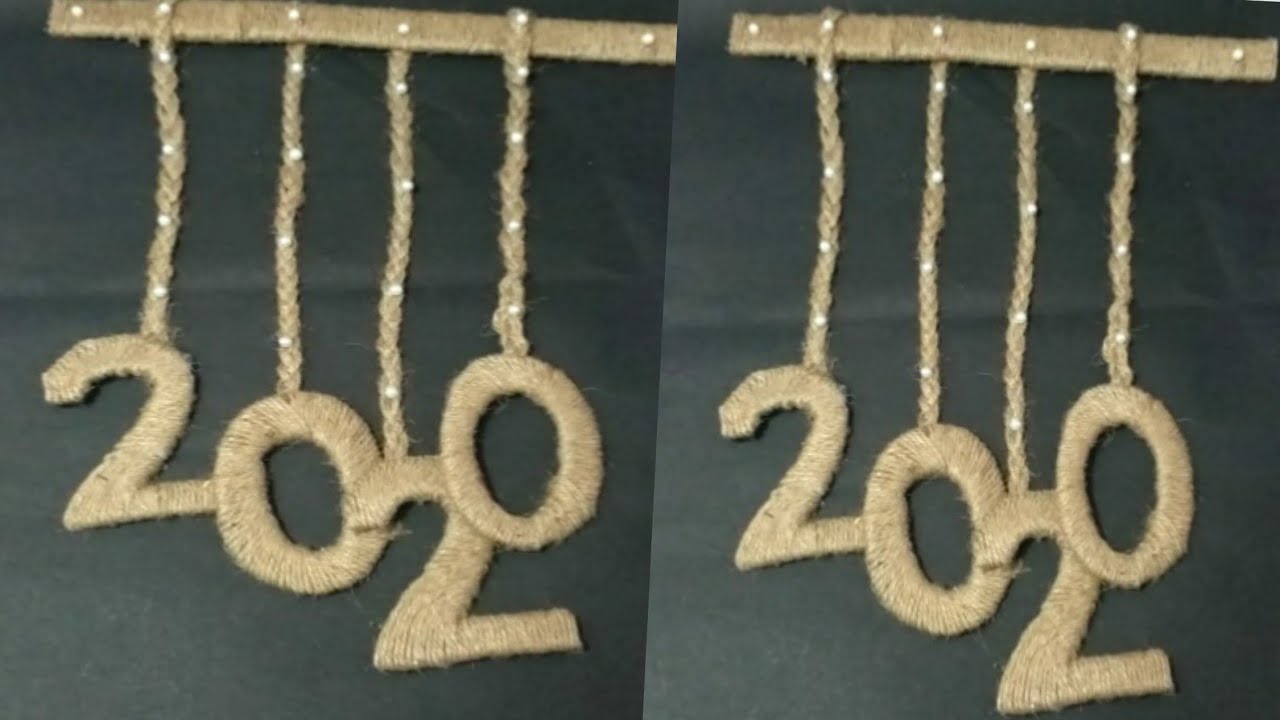 New year wall hanging/DIY jute happy new year wall hanging 2020 shape