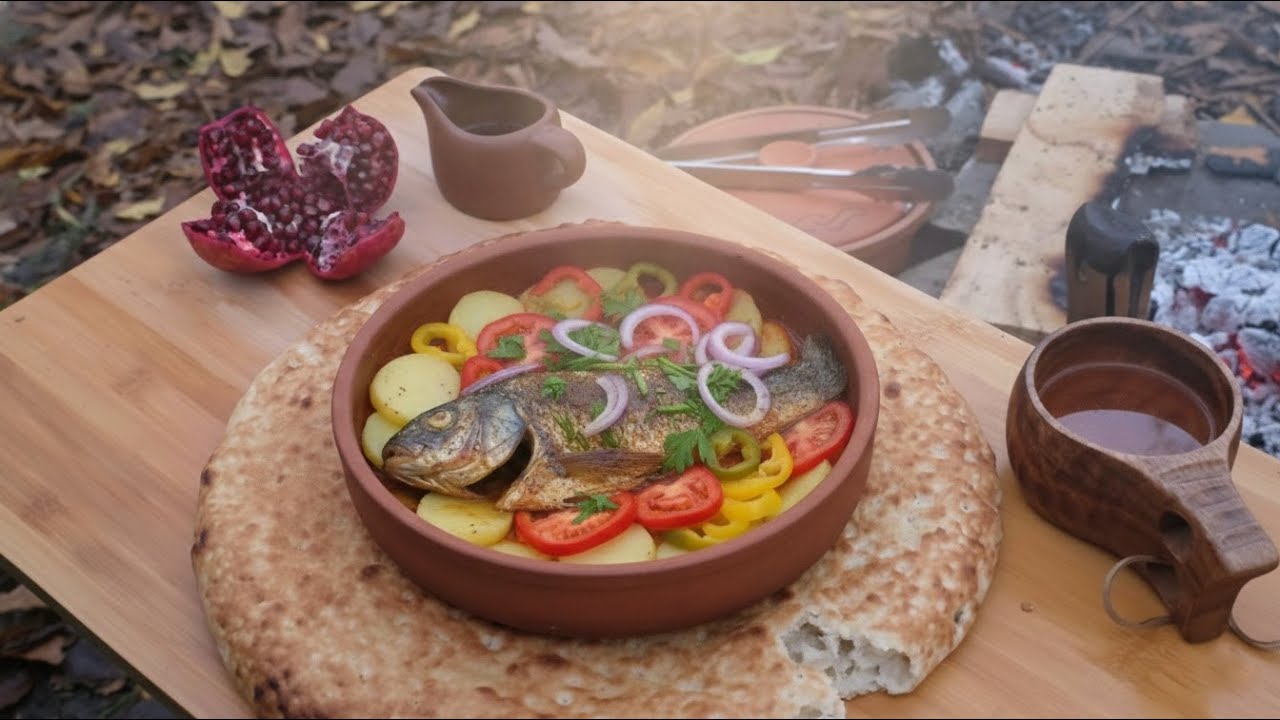 Forest Cooking ASMR – Fish Stew in a Ceramic Pot