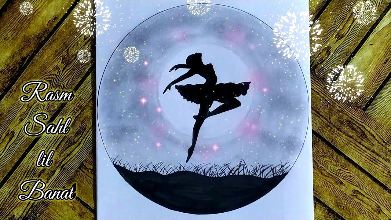 رسم بنات|رسم راقصة باليه بالاسود|تعليم الرسم للبنات|رسم بنات سهل|girl drawing|ballerina girl drawing