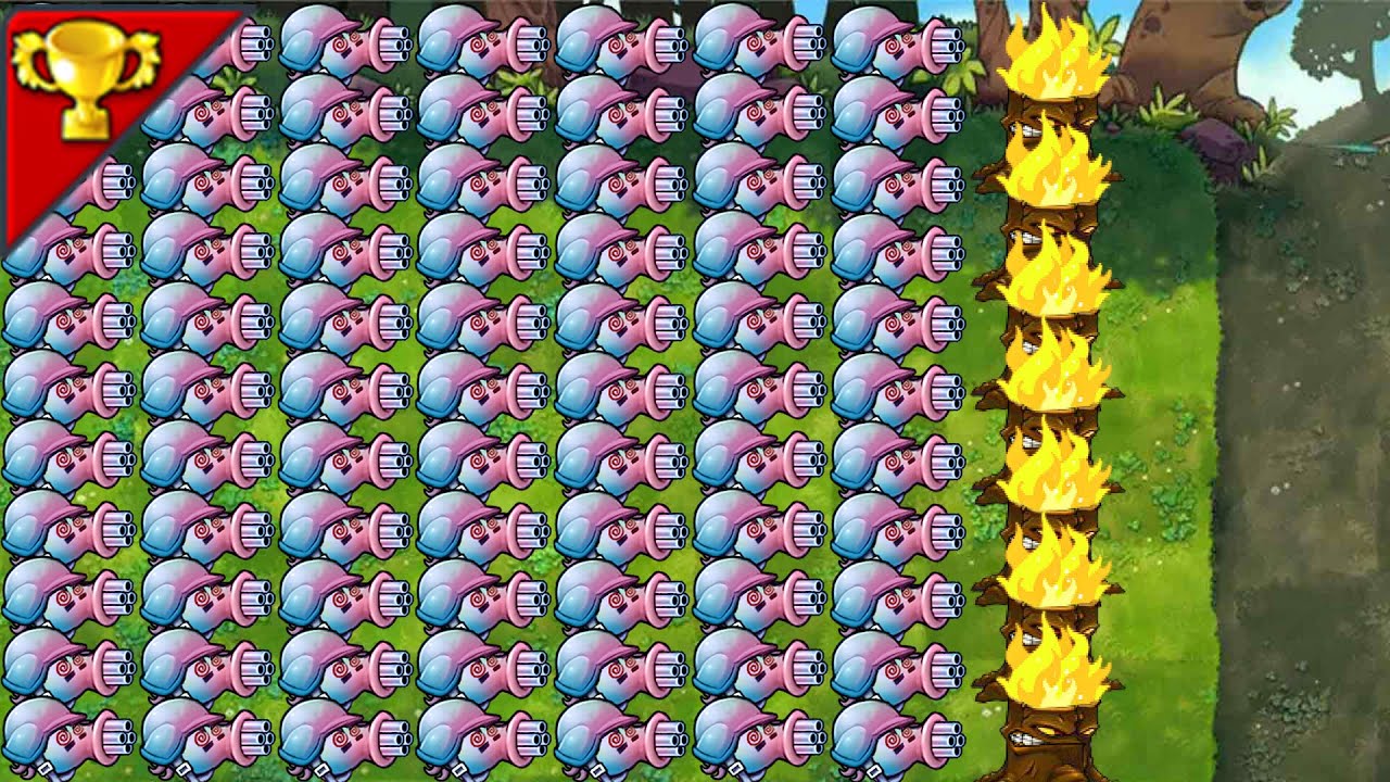 99HypnoGatling+ TorchWood VS 999Zombies-------Plants vs Zombies