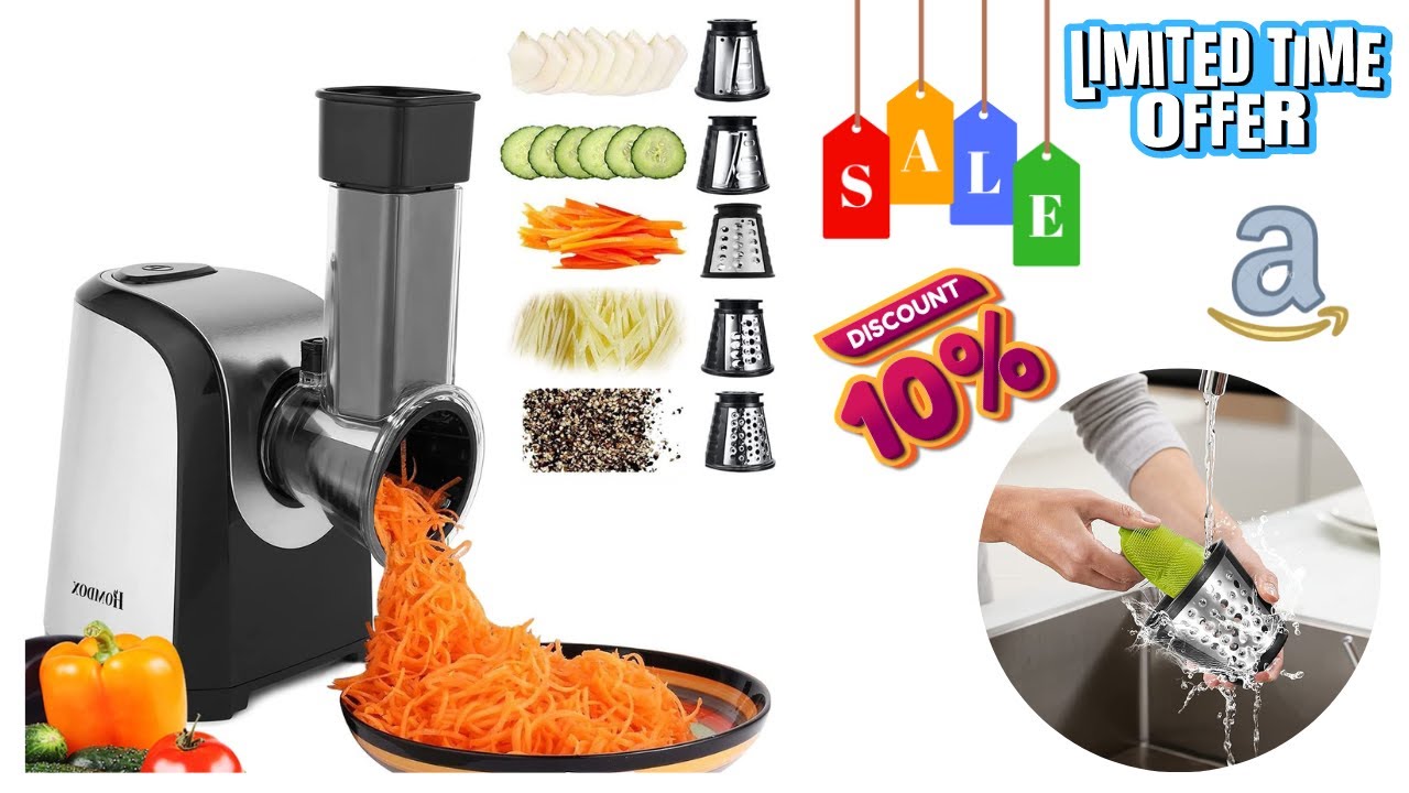 Electric Cheese Grater with Attachment One-Touch Operation