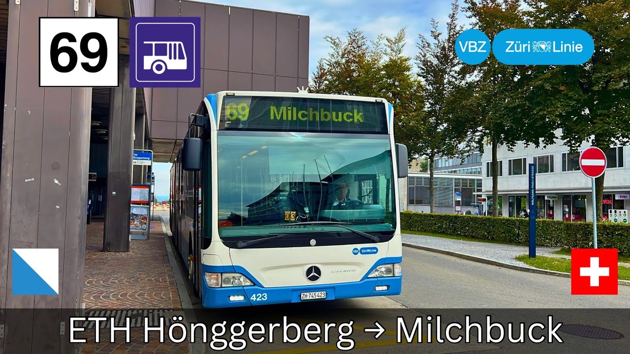 🇨🇭Zürich VBZ Buslinie 69 | ETH Hönggerberg - Milchbuck [4K]
