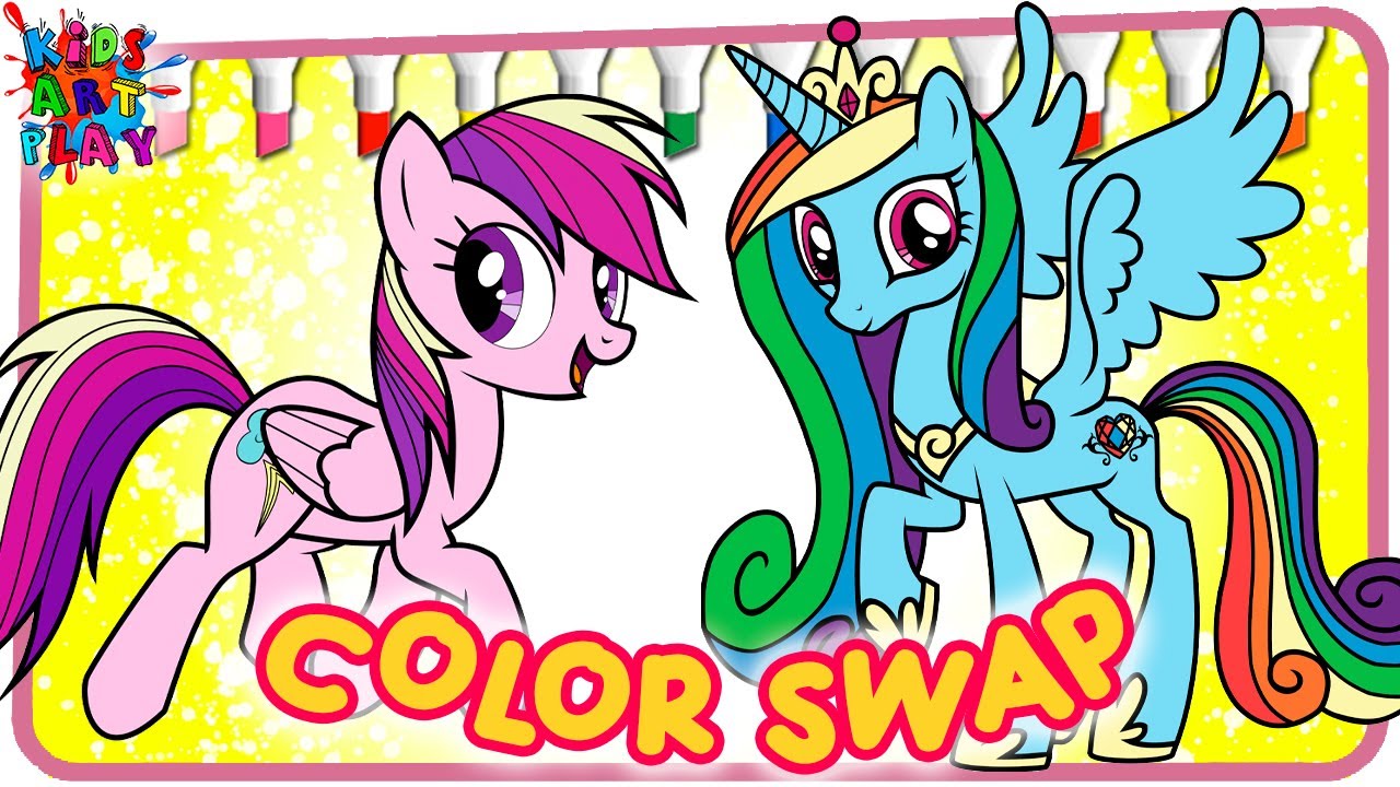 My Little Pony Cadence and Rainbow Dash COLOR SWAP Coloring Pages How To Color