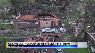 Monday marks one week since powerful tornado in Jackson County, Mississippi