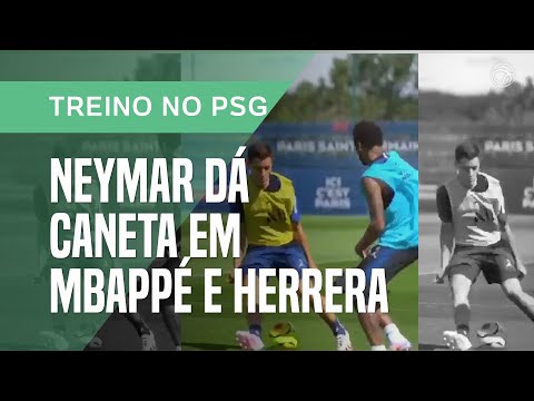 NEYMAR SE DIVERTE COM "CANETA" EM CIMA DE MBAPPÉ E HERRERA