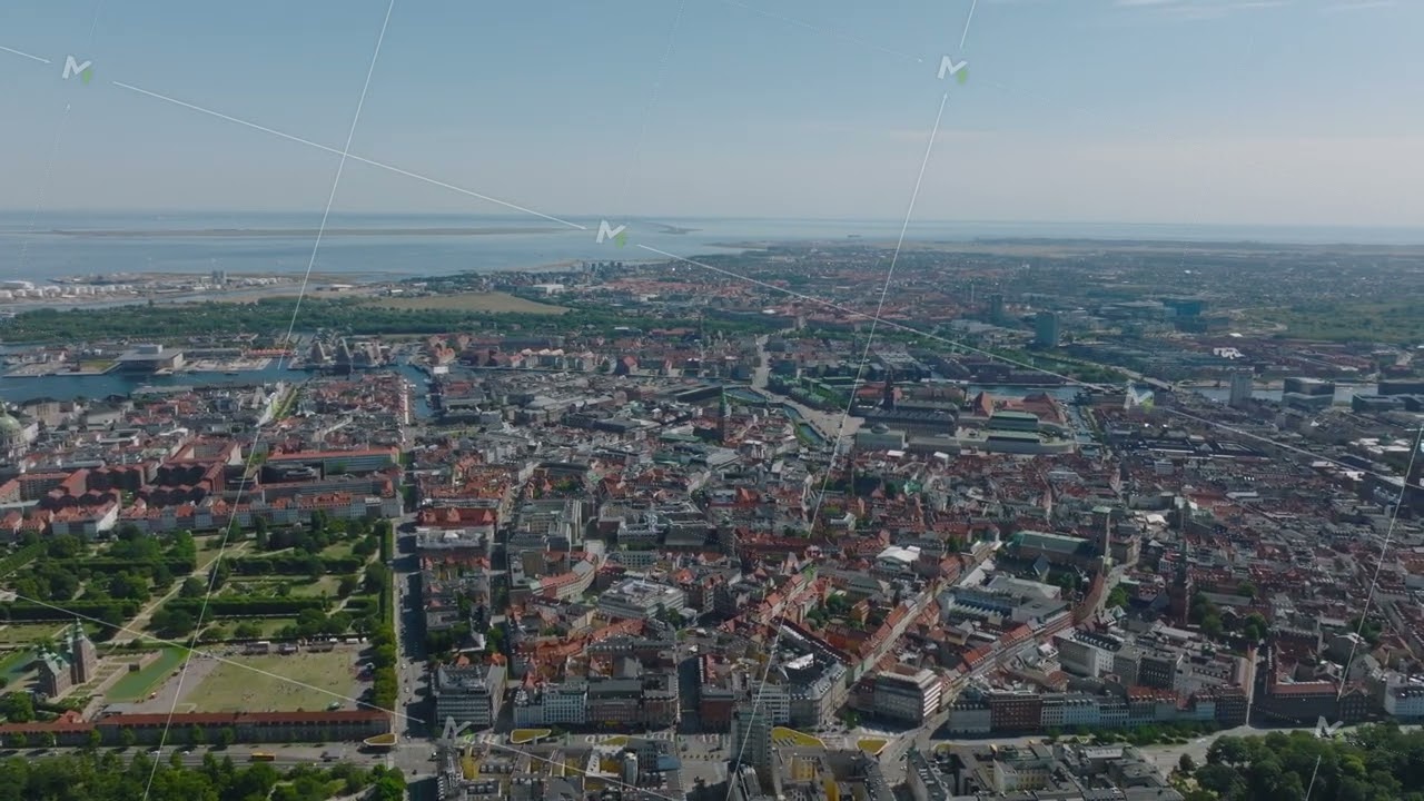 Aerial panoramic view of metropolis. Historic city centre with famous landmarks from height