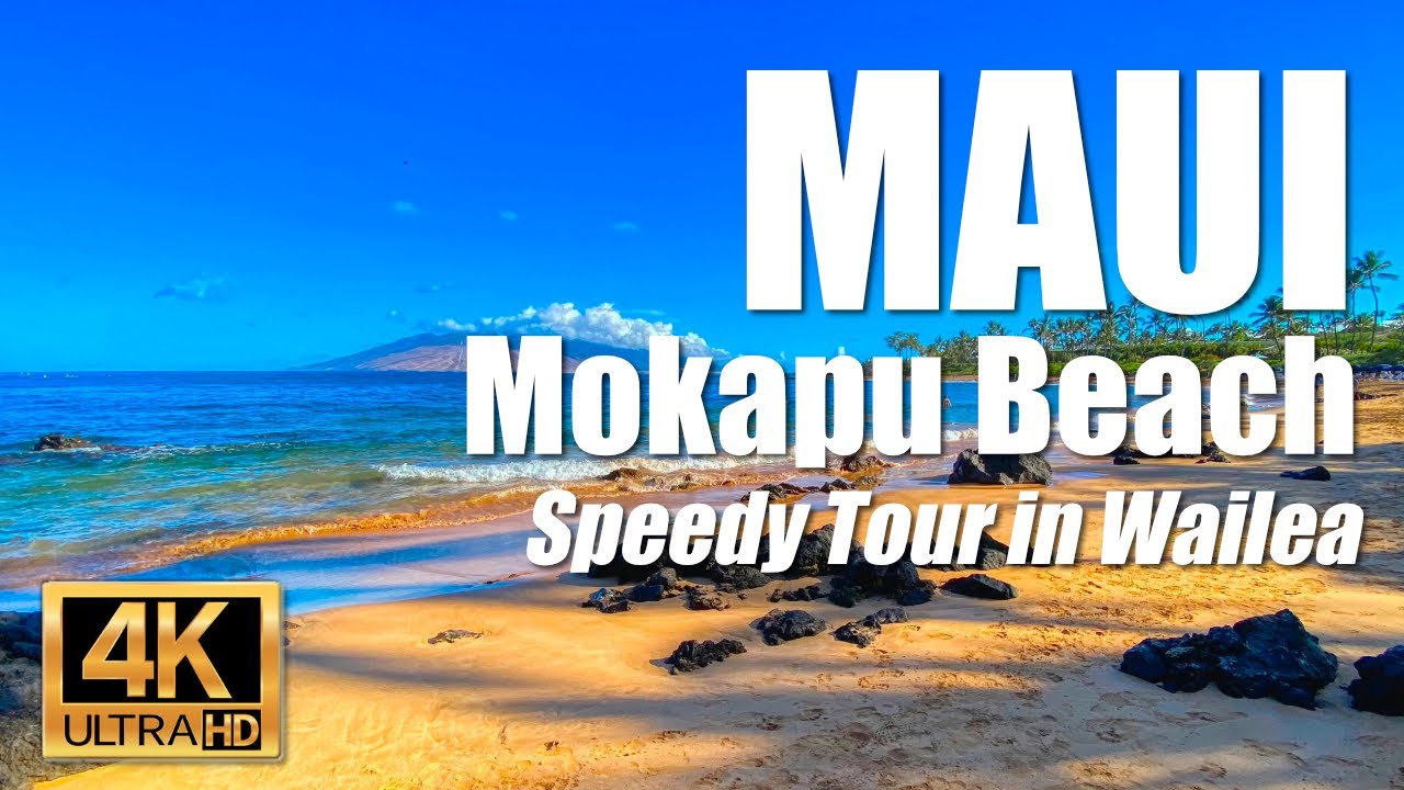 Luxury resort beachfront location for walking has isolated Mokapu Beach in Wailea, Maui, Hawaii 4K