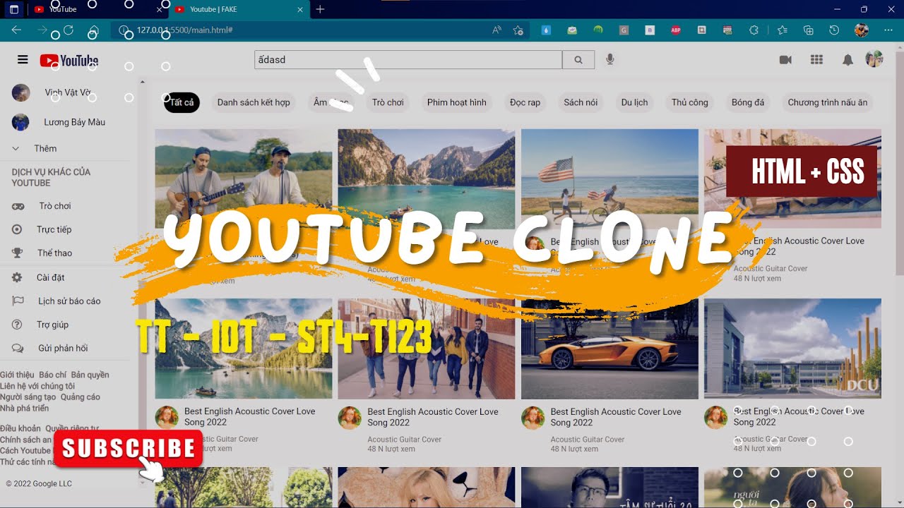 Demo Youtube Clone - HTML + CSS - YouTube