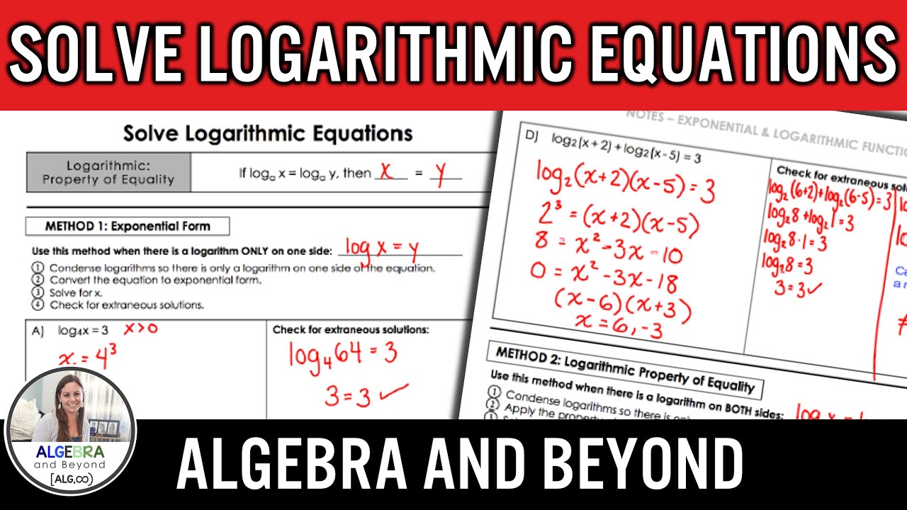 Solving Logarithmic Equations | Algebra 2 Lesson - YouTube