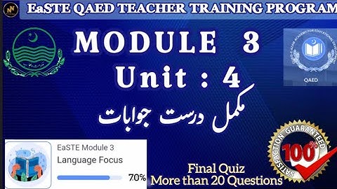 EASTE Module 3 | unit 4 full solution ||QAED App ||100% correct|| Now or Never