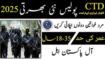 CTD Police Department Jobs 2025/CTD jobs 2025/Counter Terrorism Department Jobs 2025...