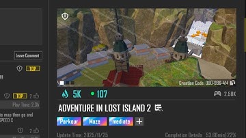 BGMI WOW CODE 36414 BGMI PARKOUR CODE 36414 ADVENTURE IN LOST Island 2 CODE 36414 BGMI CODE 36414