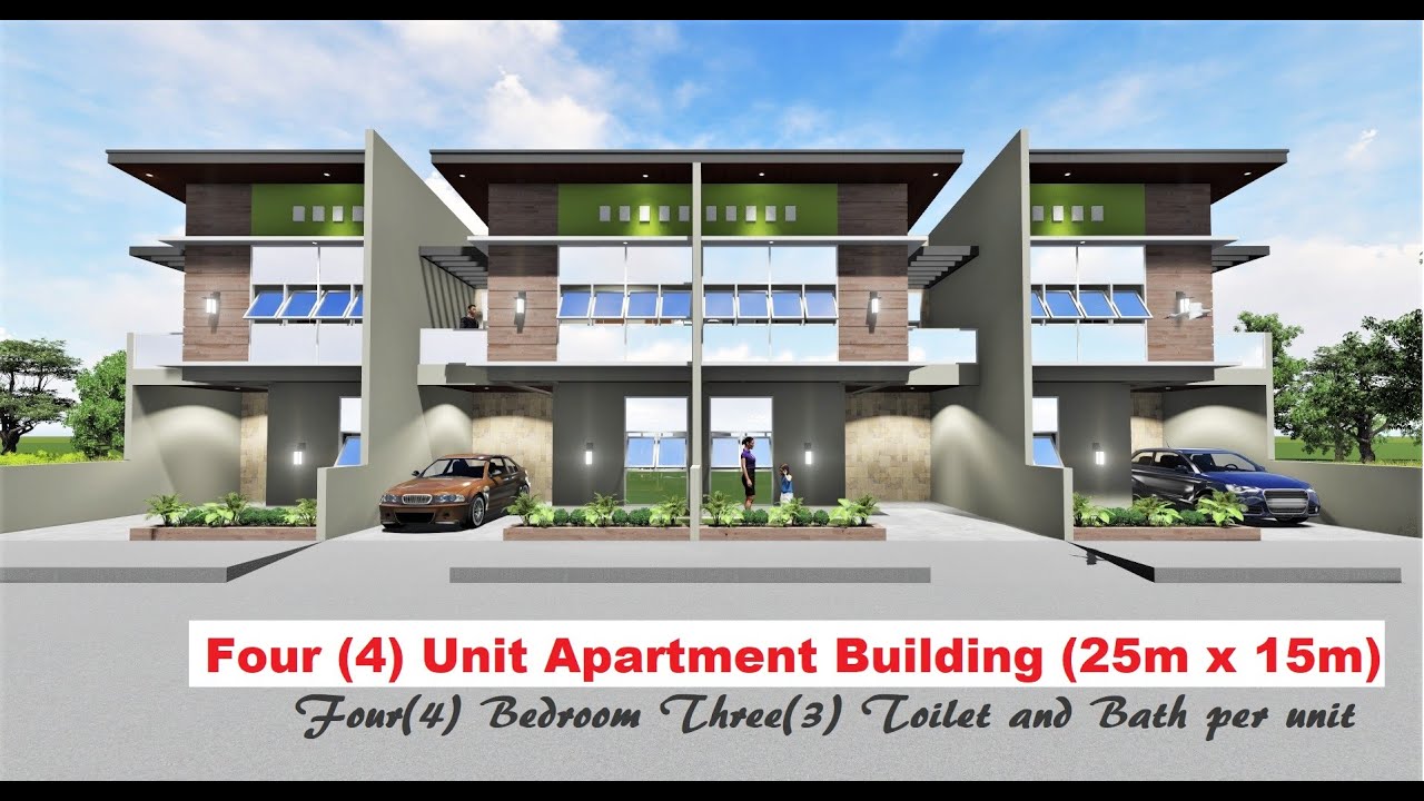 Four 4 Unit Apartment Building 25m X 15m Four 4 Bedroom Three 3 