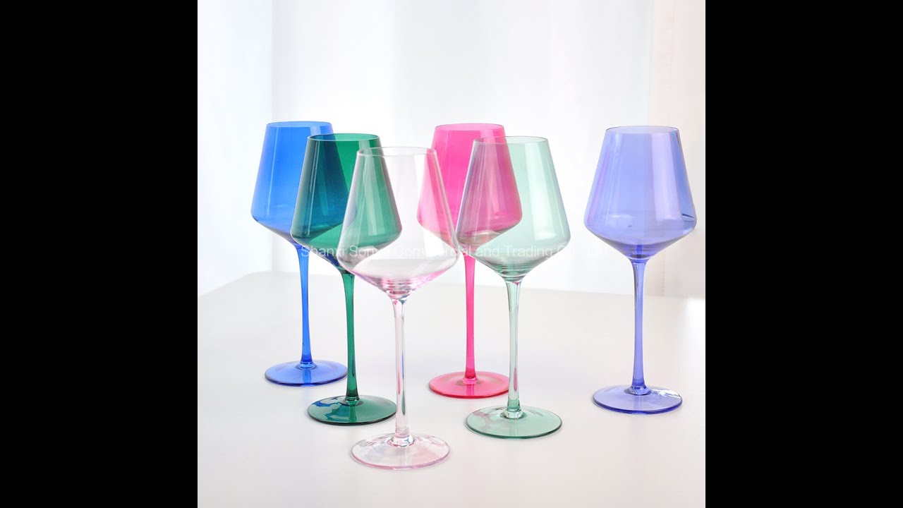 Lead-free Glass Crystal Colored Wine Glasses Stemware China Shanxi Sonya Glassware