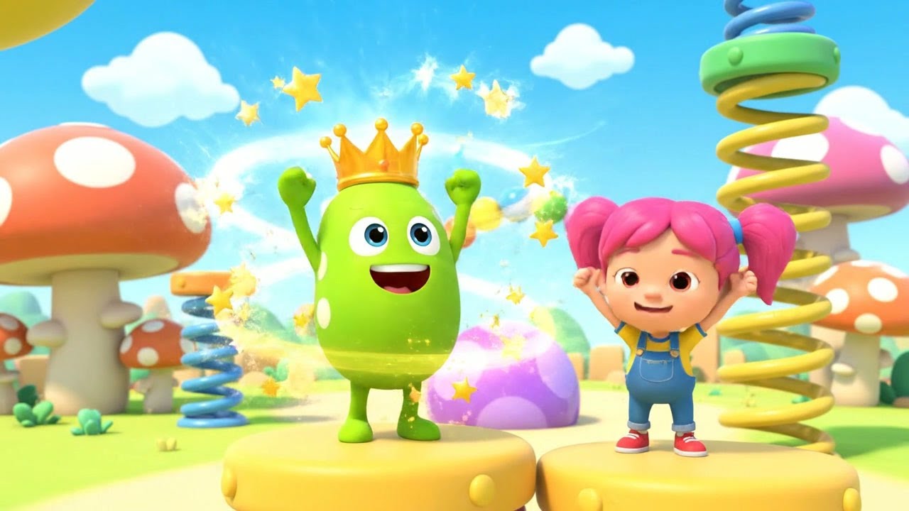 Fall Guys Wobbly Bean Resbaló en la Pista | Rimas Infantiles y Canciones para Niños