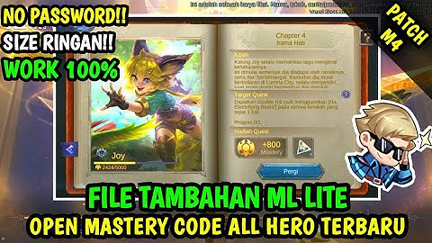Data Open Mastery Code All Hero Terbaru Patch M4 | Data Tambahan ml lite