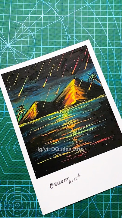 How to draw a meteor shower using oil pastels ☄️ #art #drawing #drawingtutorial #howtodraw #dquee...