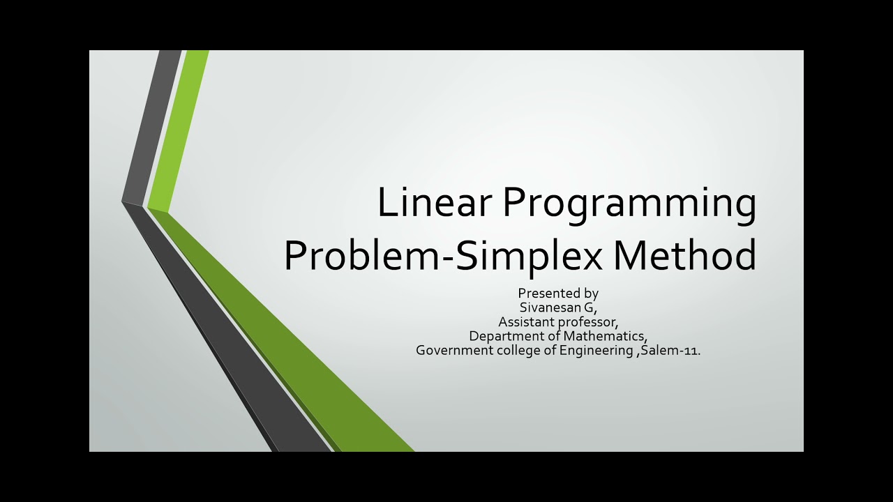 LPP -Simplex Method (Maximization problem) - YouTube