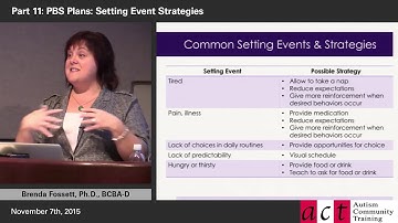 Positive Behavior Support: What Parents Need to Know! Part 11 - PBS Plans - Setting Event Strategies